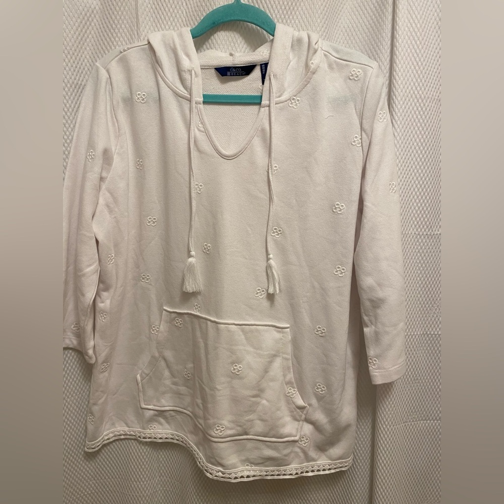 Denim&Co White Hooded Top
